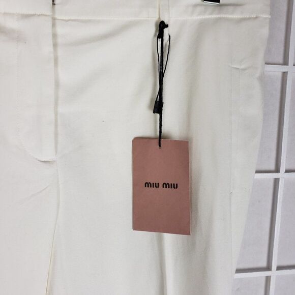 NWT Miu Miu Off White Ankle Zip Pants Size 46 - Picture 2 of 8